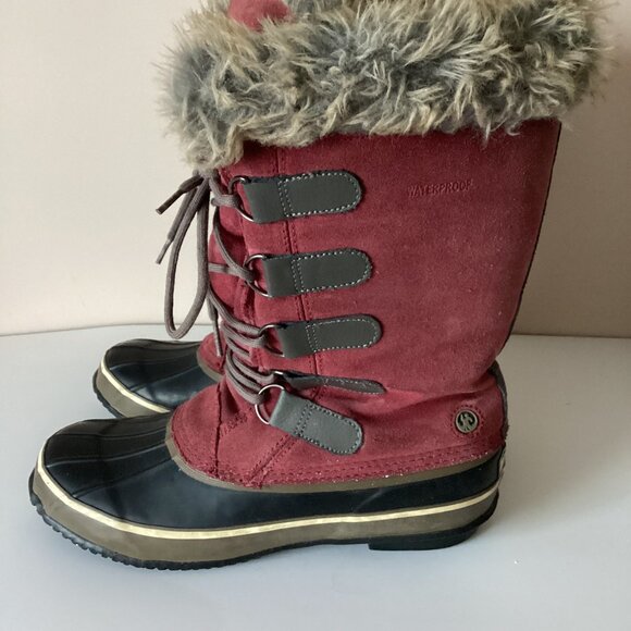 Northside Kathmandu Women Snow Red Suede Boots Size 10 Insulated Waterproof - Picture 7 of 15